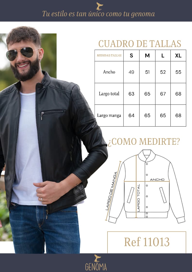 11014 Chaqueta Biker Tipo Cuero Hombre
