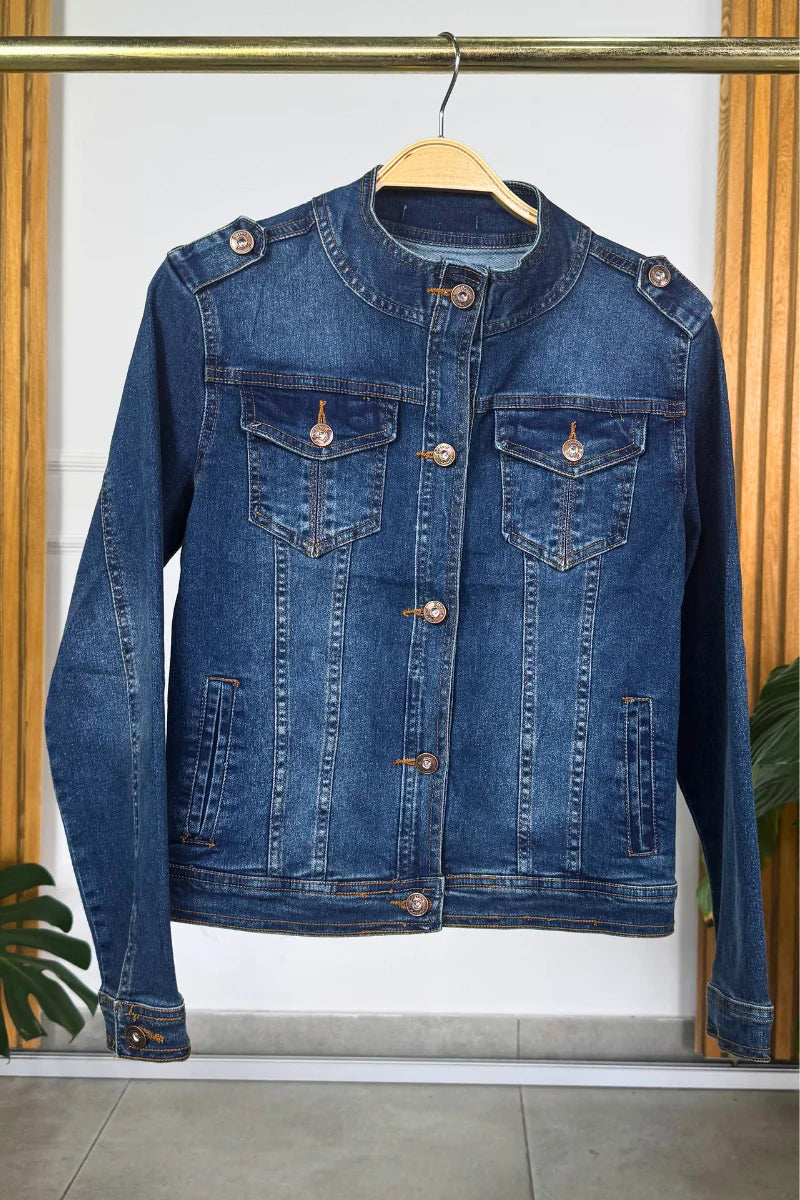 Chaqueta de Jean Cuello Militar