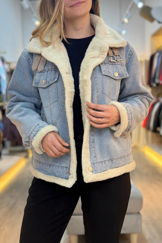 10072 Chaqueta de Jean con forro tipo peluche