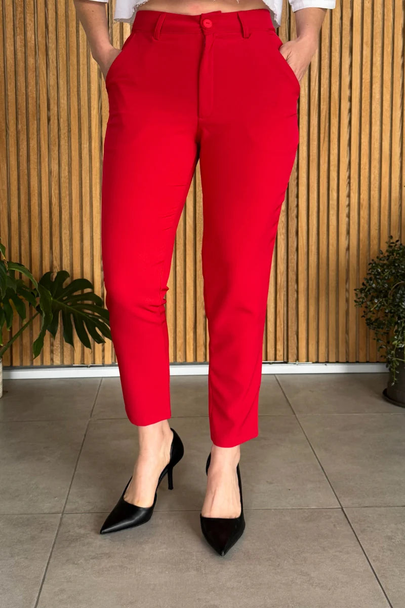 109 Pantalón Mujer Unicolor bota tubo