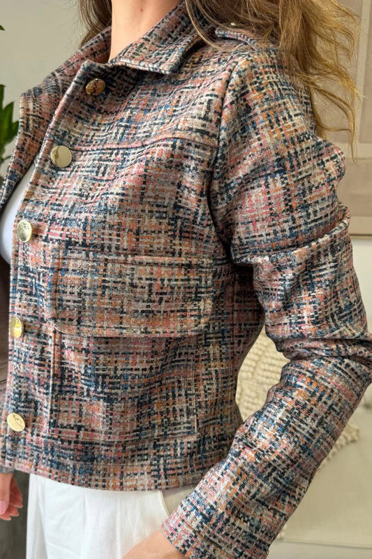 26143-5 Chaqueta Estampada en Paño Corta