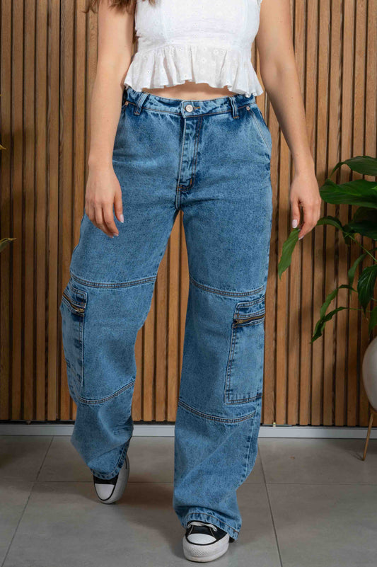 100 Pantalón de Jean Bolsillos Cremallera