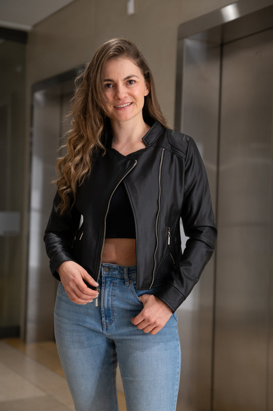 Chaquetas Biker Tipo Cuero 21020 Negro