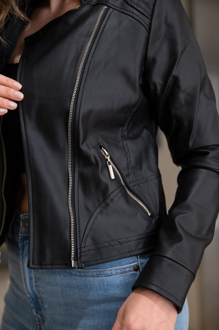 Chaquetas Biker Tipo Cuero 21020 Negro