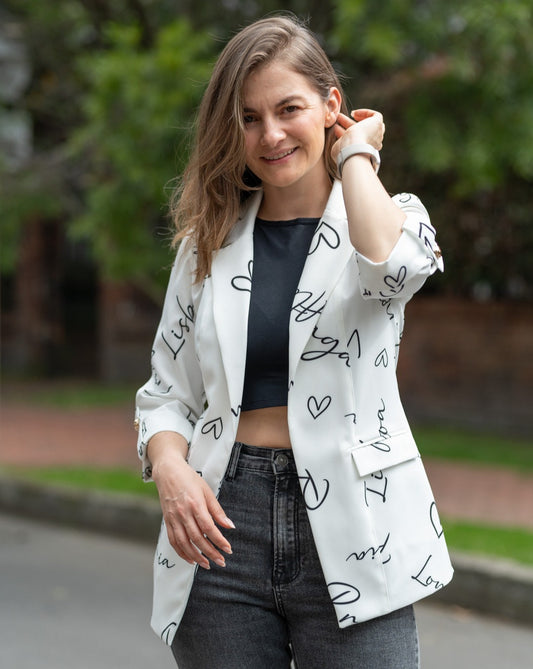 25055 Blazer Blanco Diseño Palabras