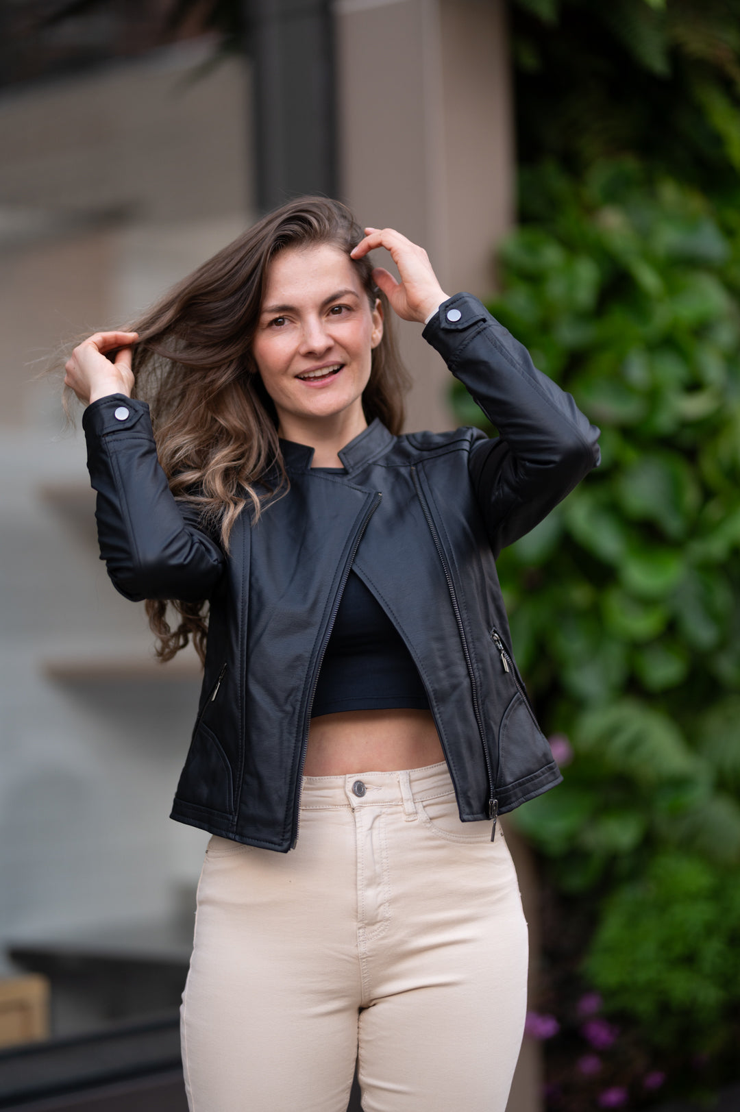 Chaquetas Biker Tipo Cuero 21020 Negro –1