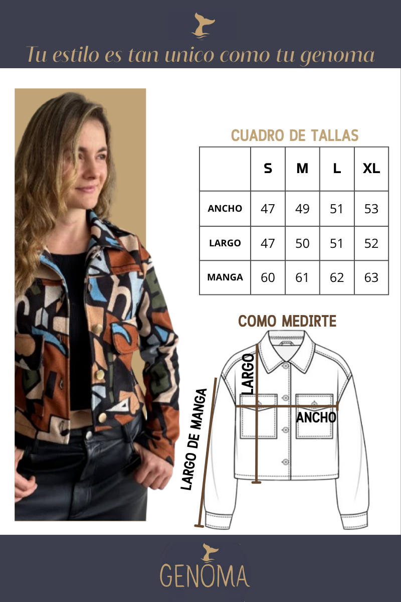 26143-18 Chaqueta Estampada en Paño Corta