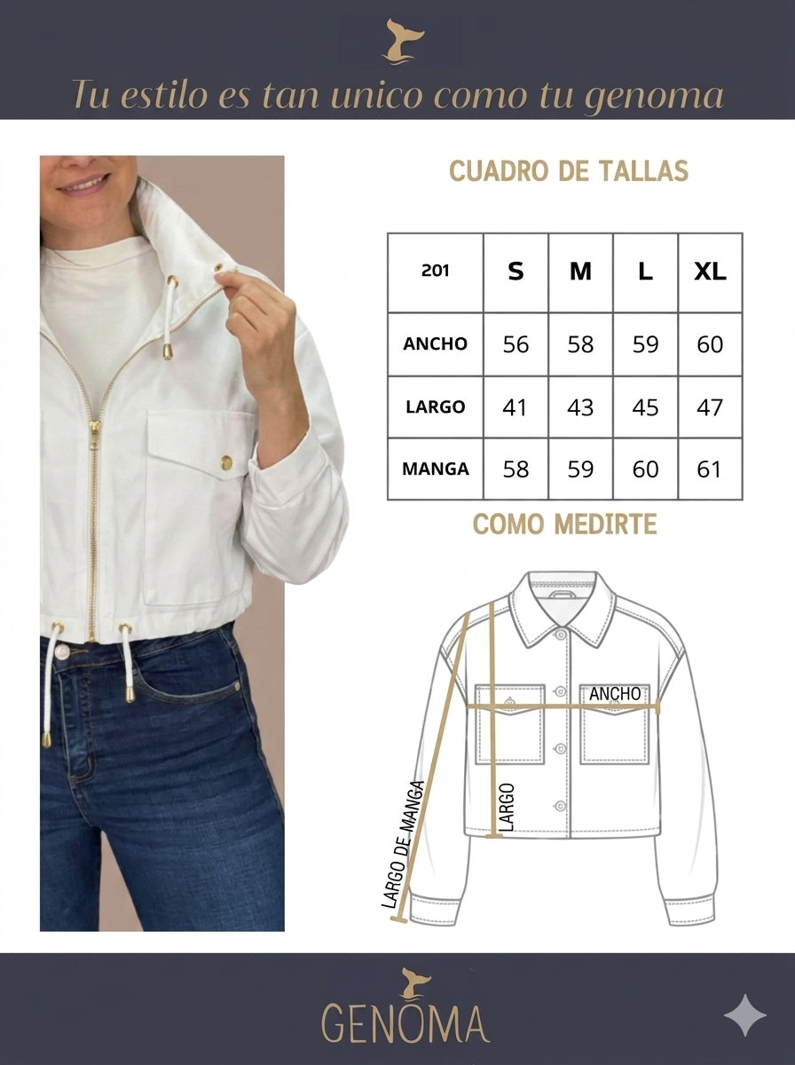 201 Chaqueta en Dril Marfil