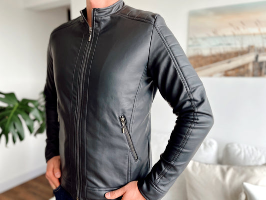 Chaqueta Biker Tipo Cuero 11003 Negra