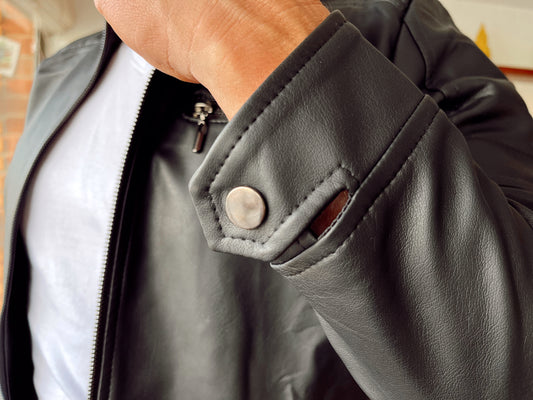 11014 Chaqueta Biker Tipo Cuero Hombre