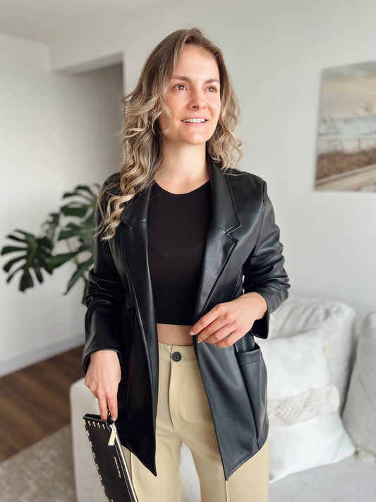 Chaquetas Biker Tipo Cuero 21024 Negro