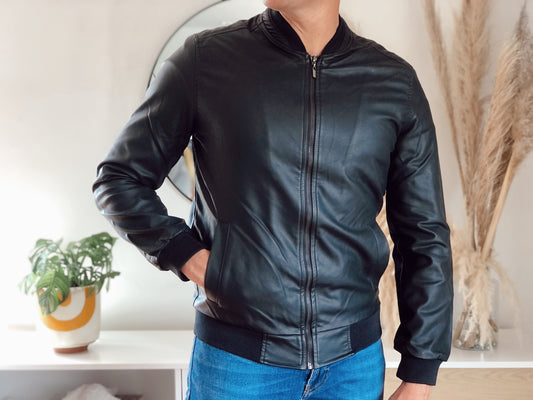 Chaqueta Biker Tipo Cuero 11021 NEGRO