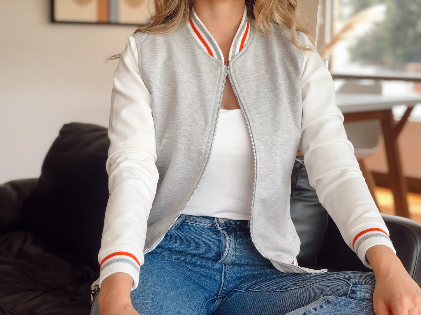 Chaquetas Beisbolera 26086 Gris Claro