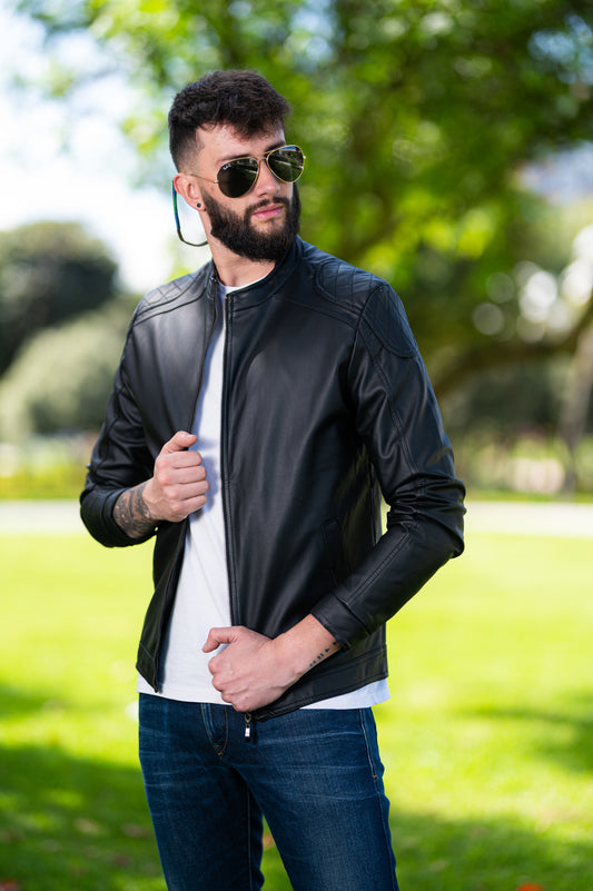 Chaqueta Biker Tipo Cuero 11010 Negro