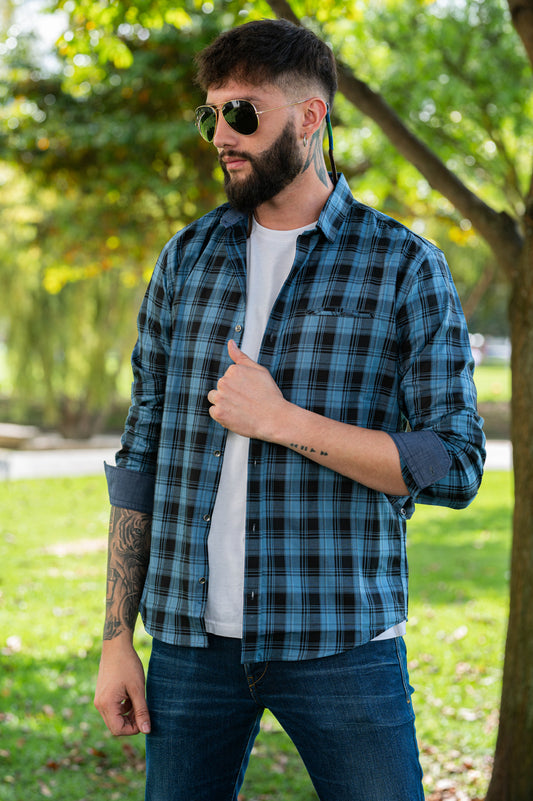 Camisa de Hombre 31165 Azul