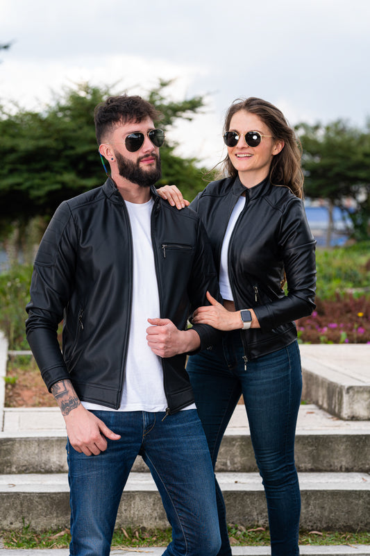 Chaqueta Biker tipo Cuero 21022 Negro