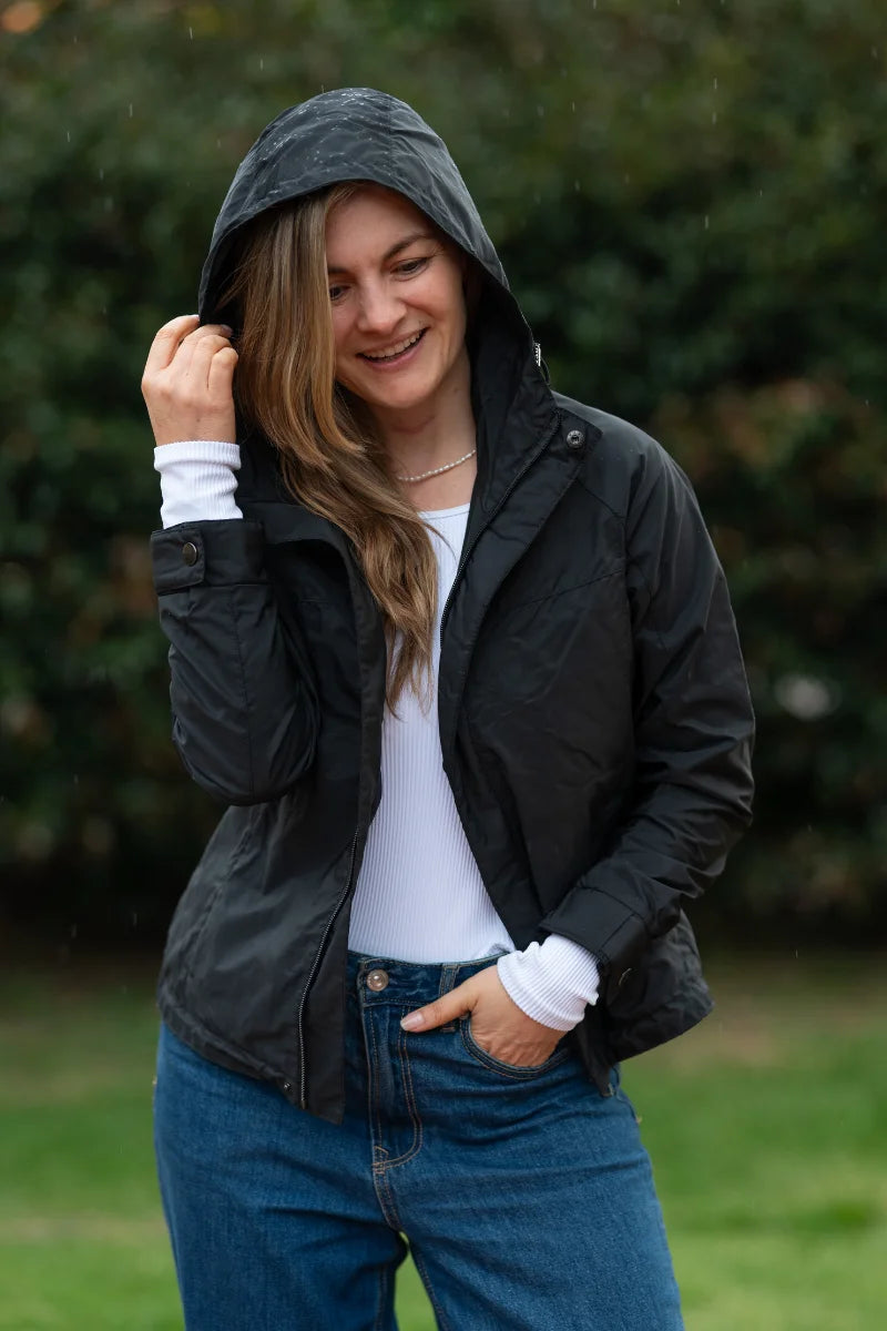 Chaqueta Mujer Impermeable Cola Pato Negro