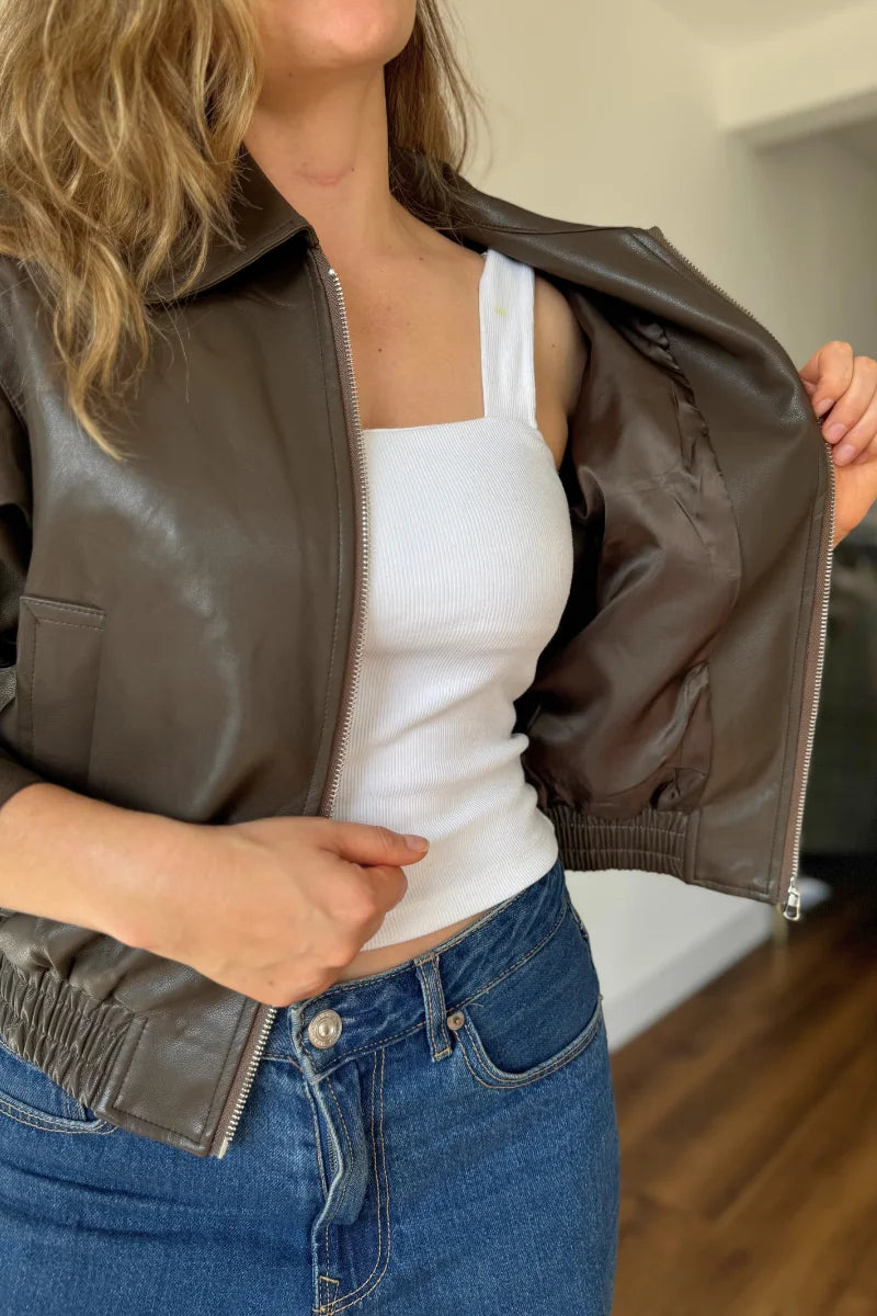 10055 Chaqueta tipo Bomber cuero tex