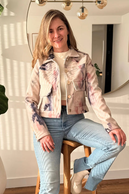 26143-15 Chaqueta Estampada en Paño Corta