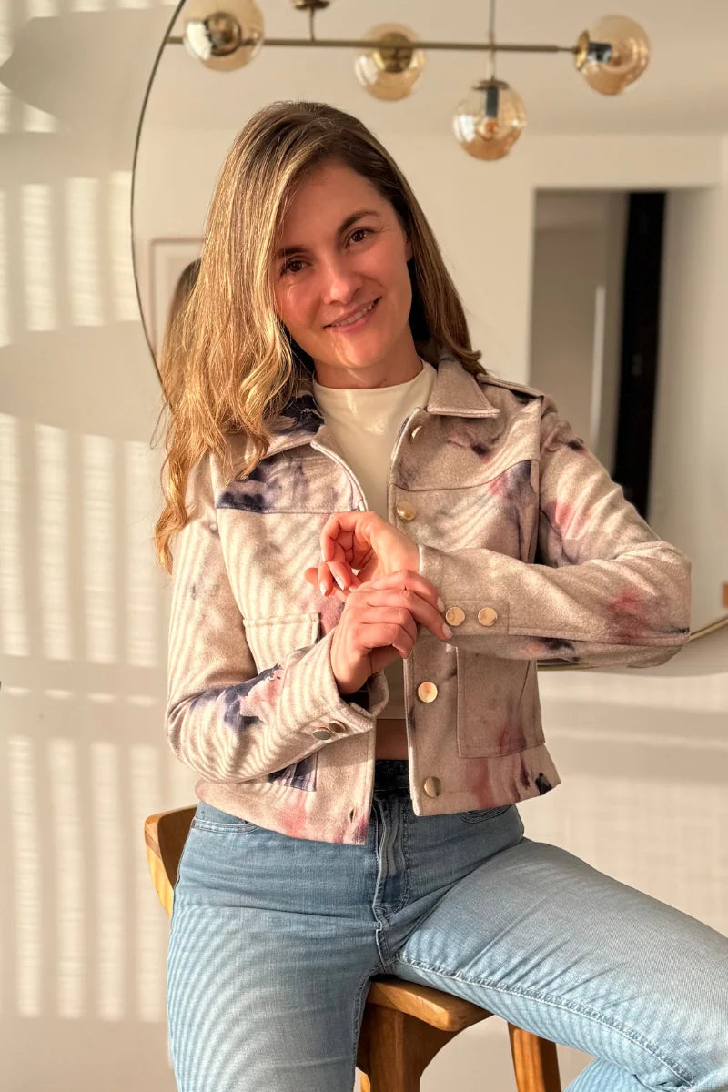 26143-15 Chaqueta Estampada en Paño Corta