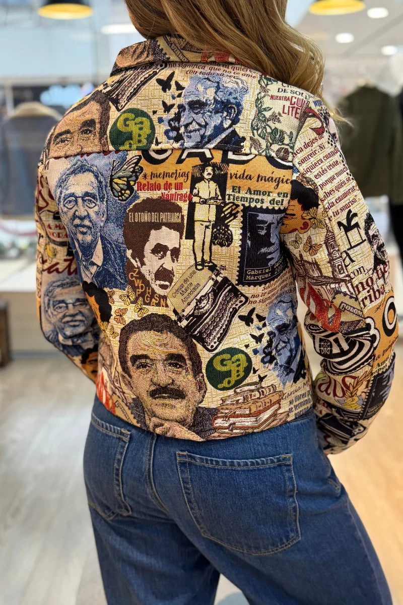 26153 Chaqueta Estampada Cremallera