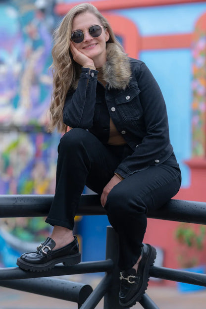 10009-3 Jean peluche  Negro