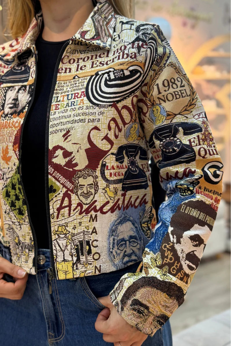 26153 Chaqueta Estampada Cremallera