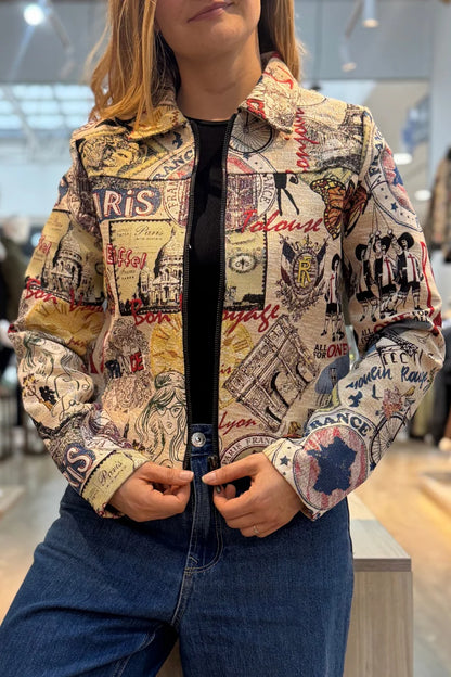 26153 Chaqueta Estampada Cremallera
