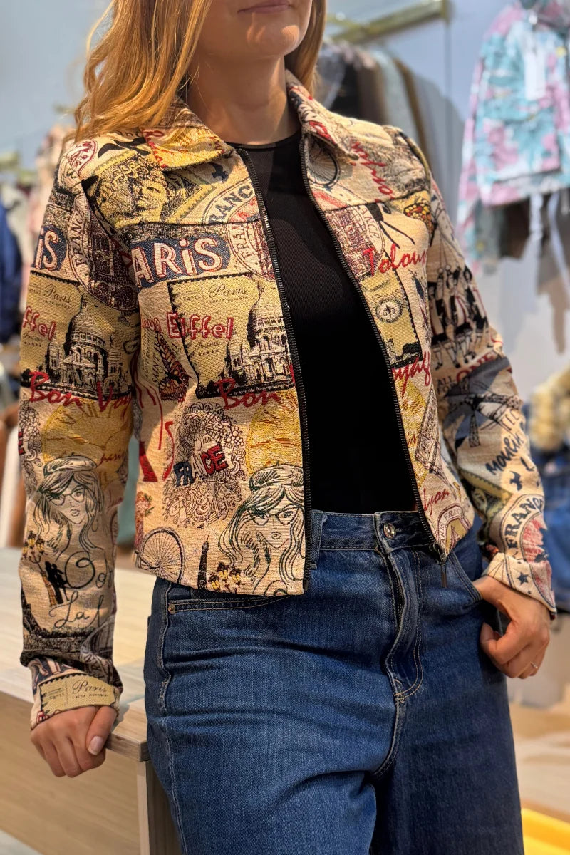 26153 Chaqueta Estampada Cremallera