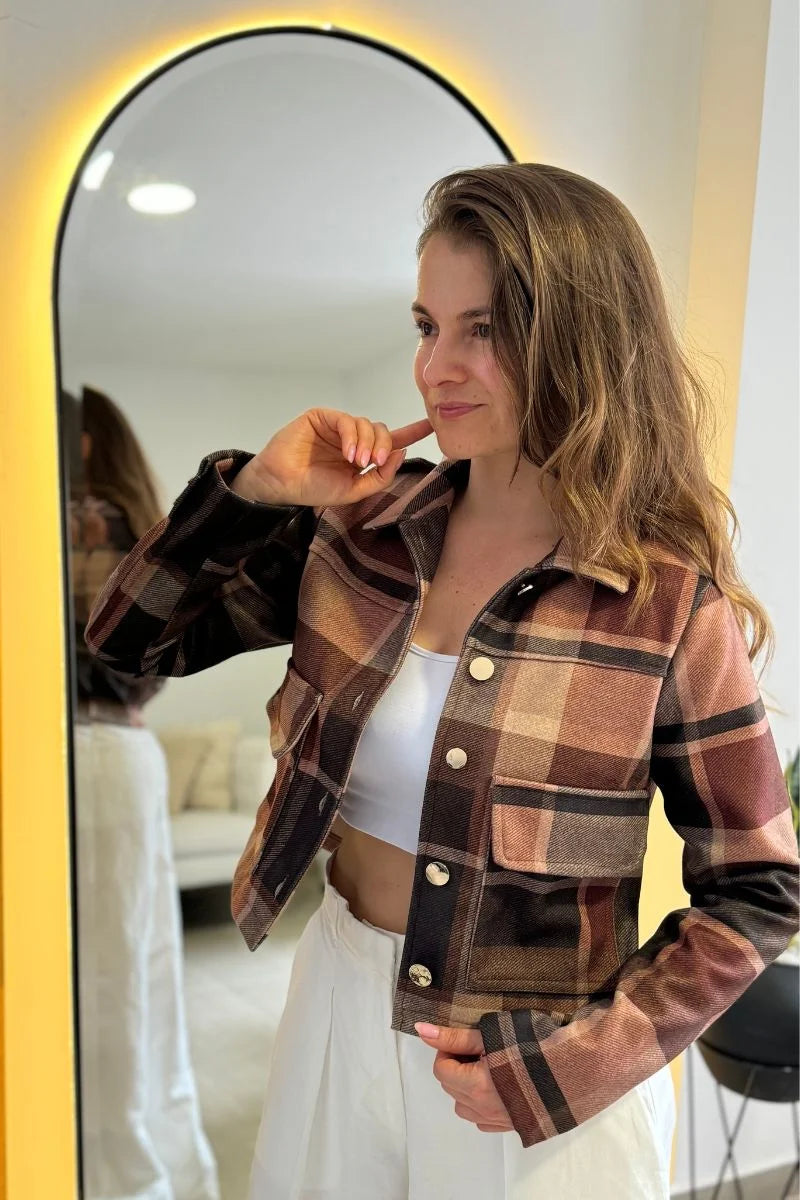 26143-4 Chaqueta Estampada en Paño Corta