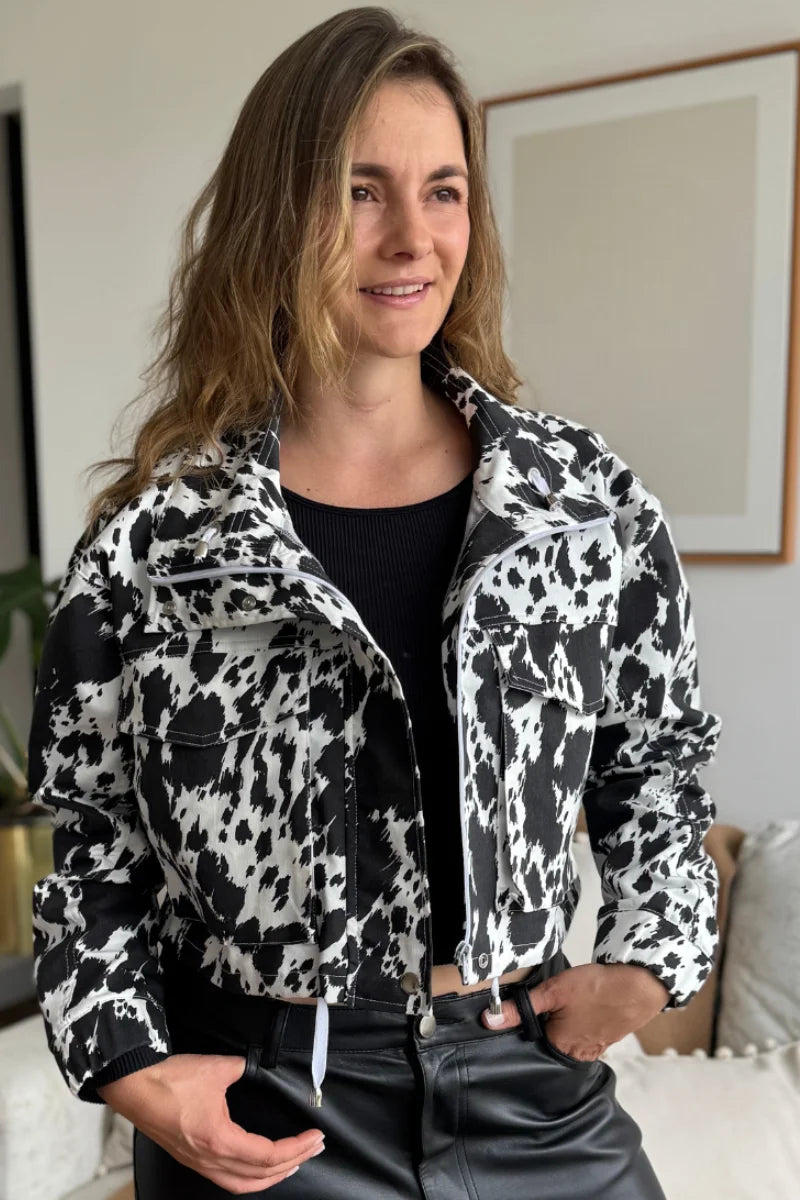 203 Chaqueta de mujer Cow Print Negro