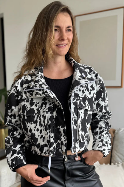 203 Chaqueta de mujer Cow Print Negro
