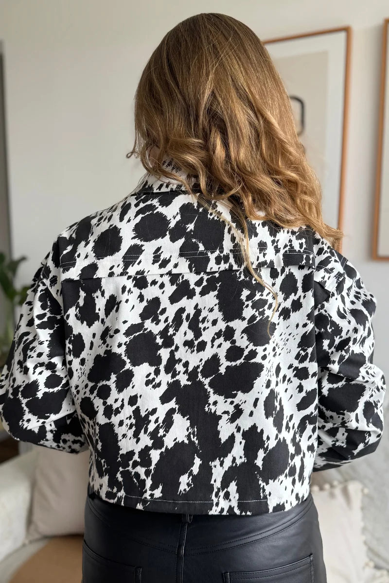 203 Chaqueta de mujer Cow Print Negro