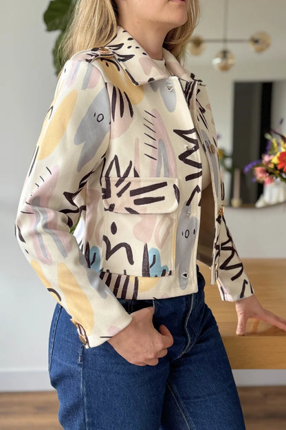 26143-20 Chaqueta Estampada en Paño Corta