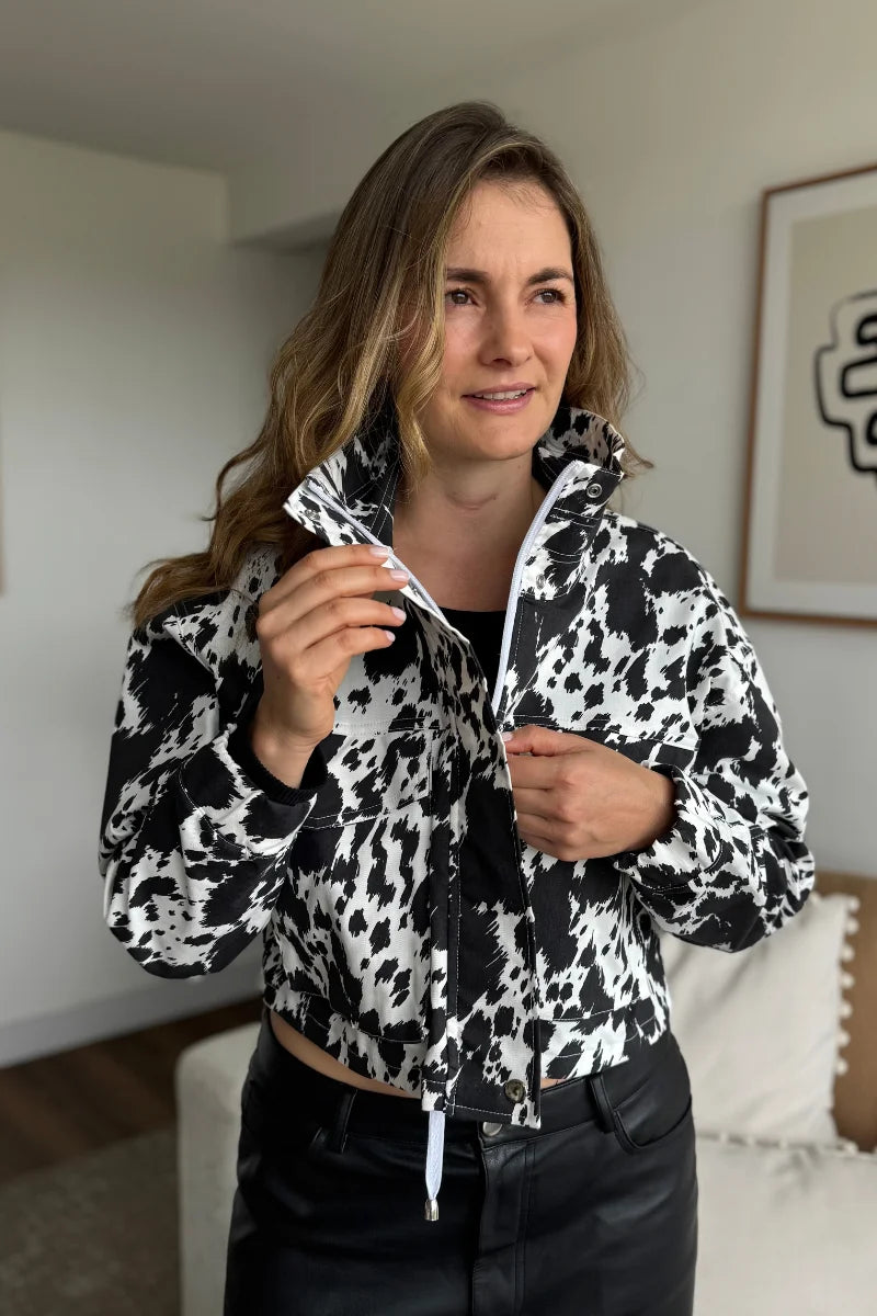 203 Chaqueta de mujer Cow Print Negro