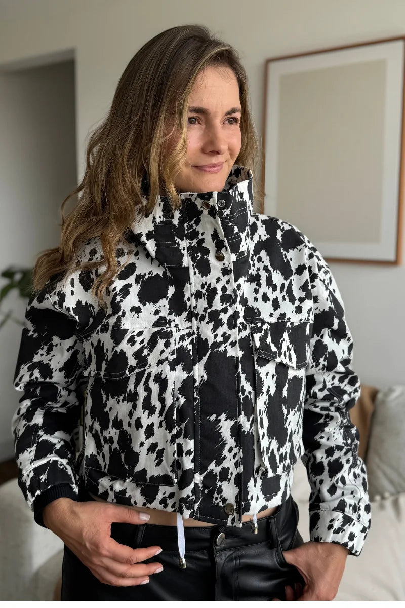 203 Chaqueta de mujer Cow Print Negro