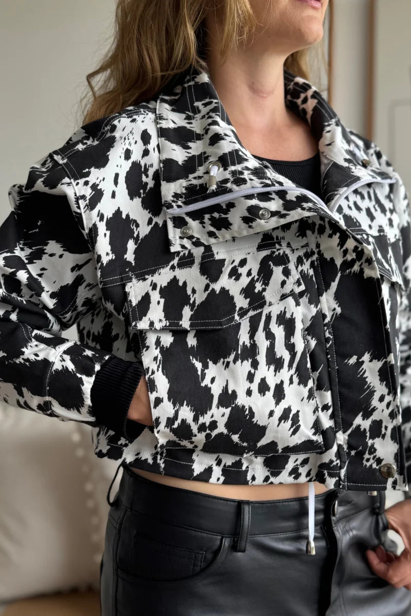 203 Chaqueta de mujer Cow Print Negro