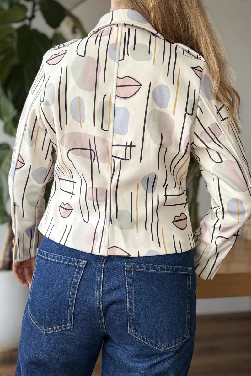 26143-30 Chaqueta Estampada en Paño Corta