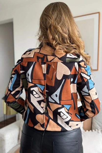 26143-12 Chaqueta Estampada en Paño Corta