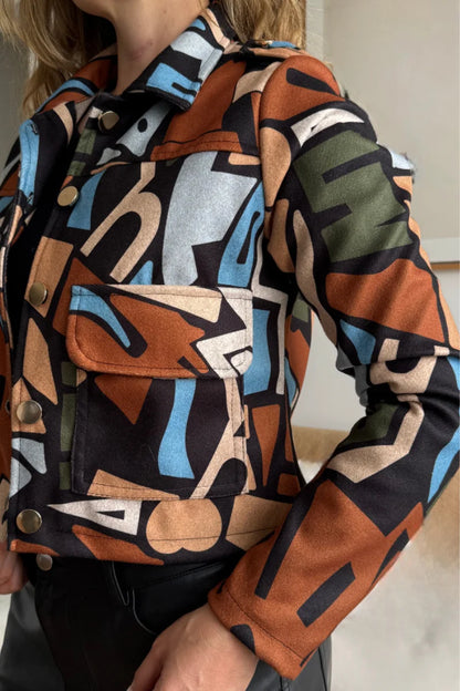 26143-12 Chaqueta Estampada en Paño Corta