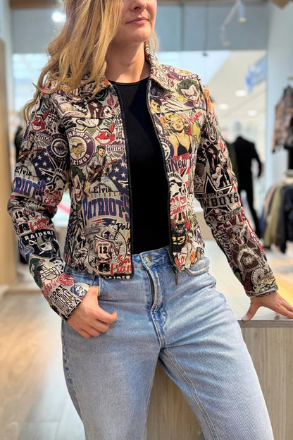 26153 Chaqueta Estampada Cremallera