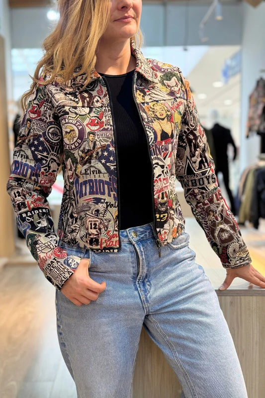 26153 Chaqueta Estampada Cremallera