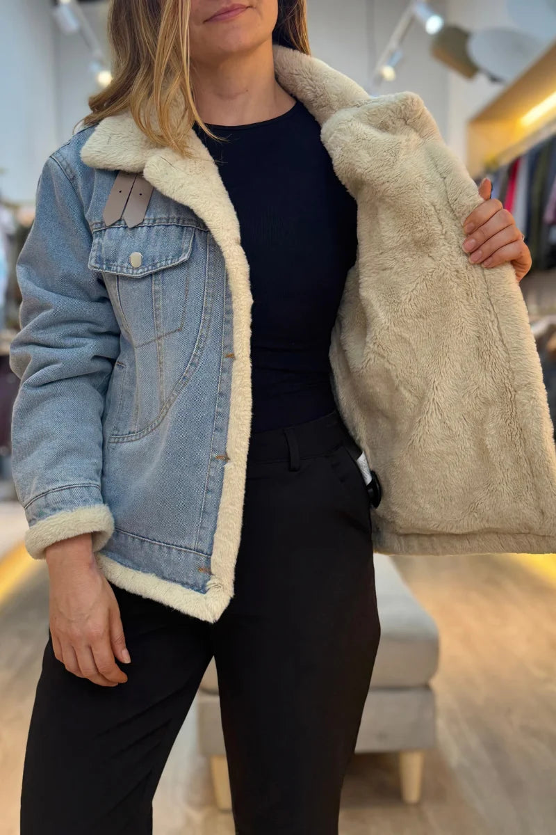 10072 Chaqueta de Jean con forro tipo peluche