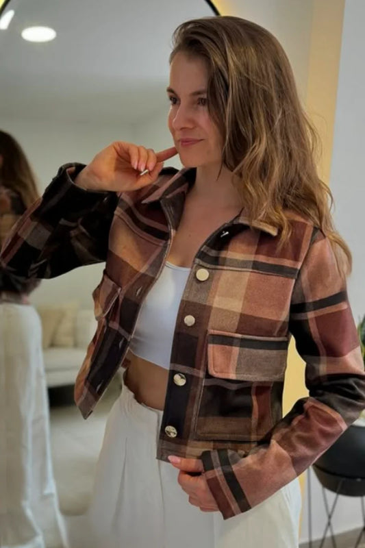 26143-4 Chaqueta Estampada en Paño Corta