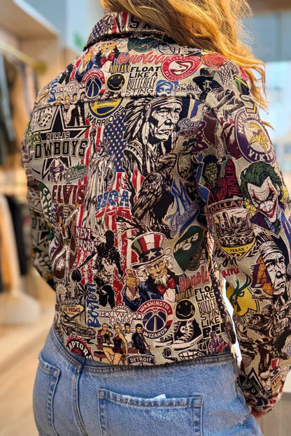 26153 Chaqueta Estampada Cremallera