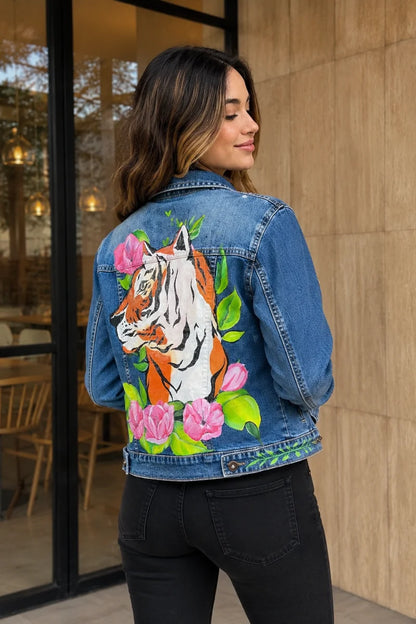 7003 Chaqueta Jean Pintada a Mano