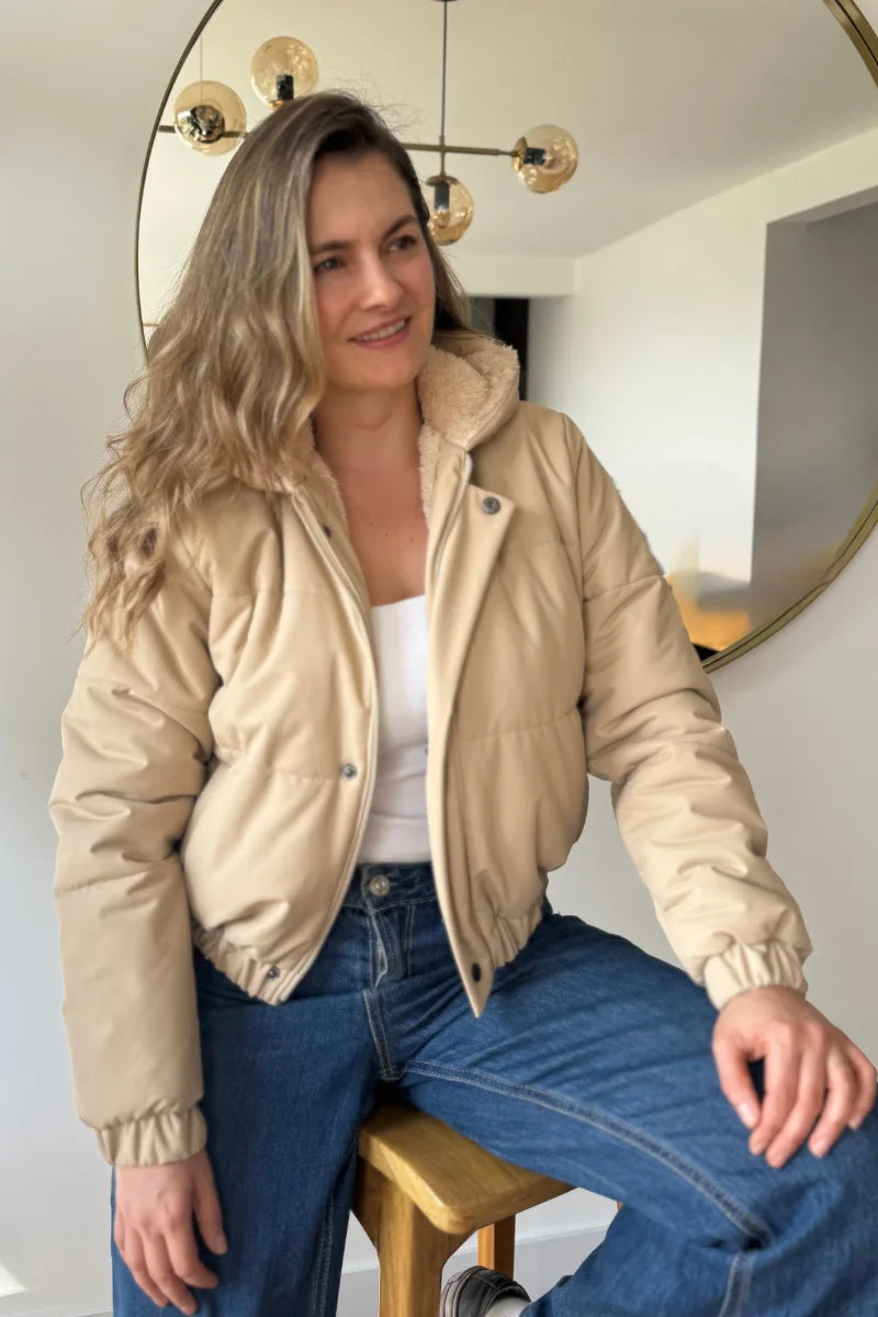 10057  Chaqueta acolchada cuero tex ovejera