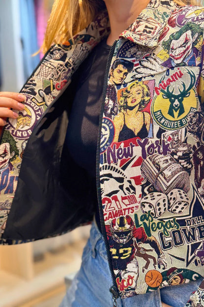 26153 Chaqueta Estampada Cremallera