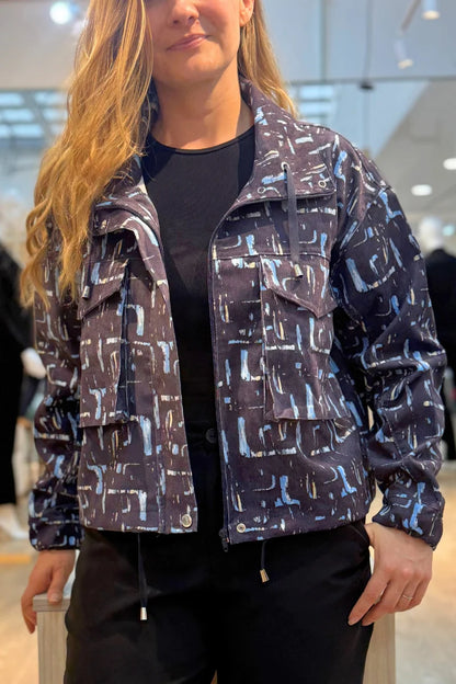 203 Chaqueta Pana Estampada Azul