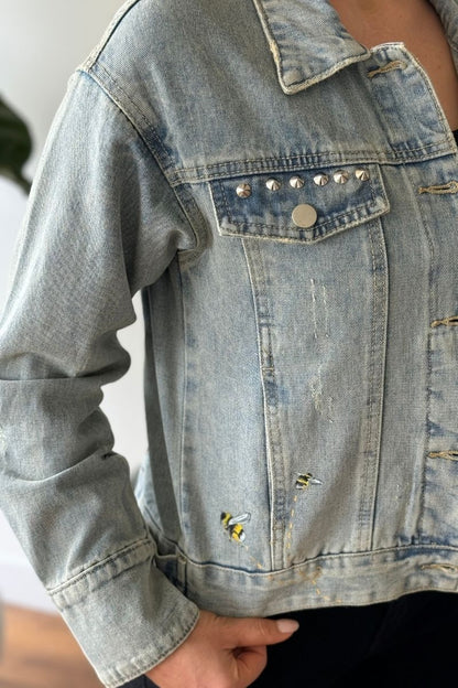 7003 Chaqueta Jean Pintada a Mano